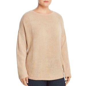 ONE A WOMEN RIBBED PULLOVER SWEATER CAMEL TAN 1X